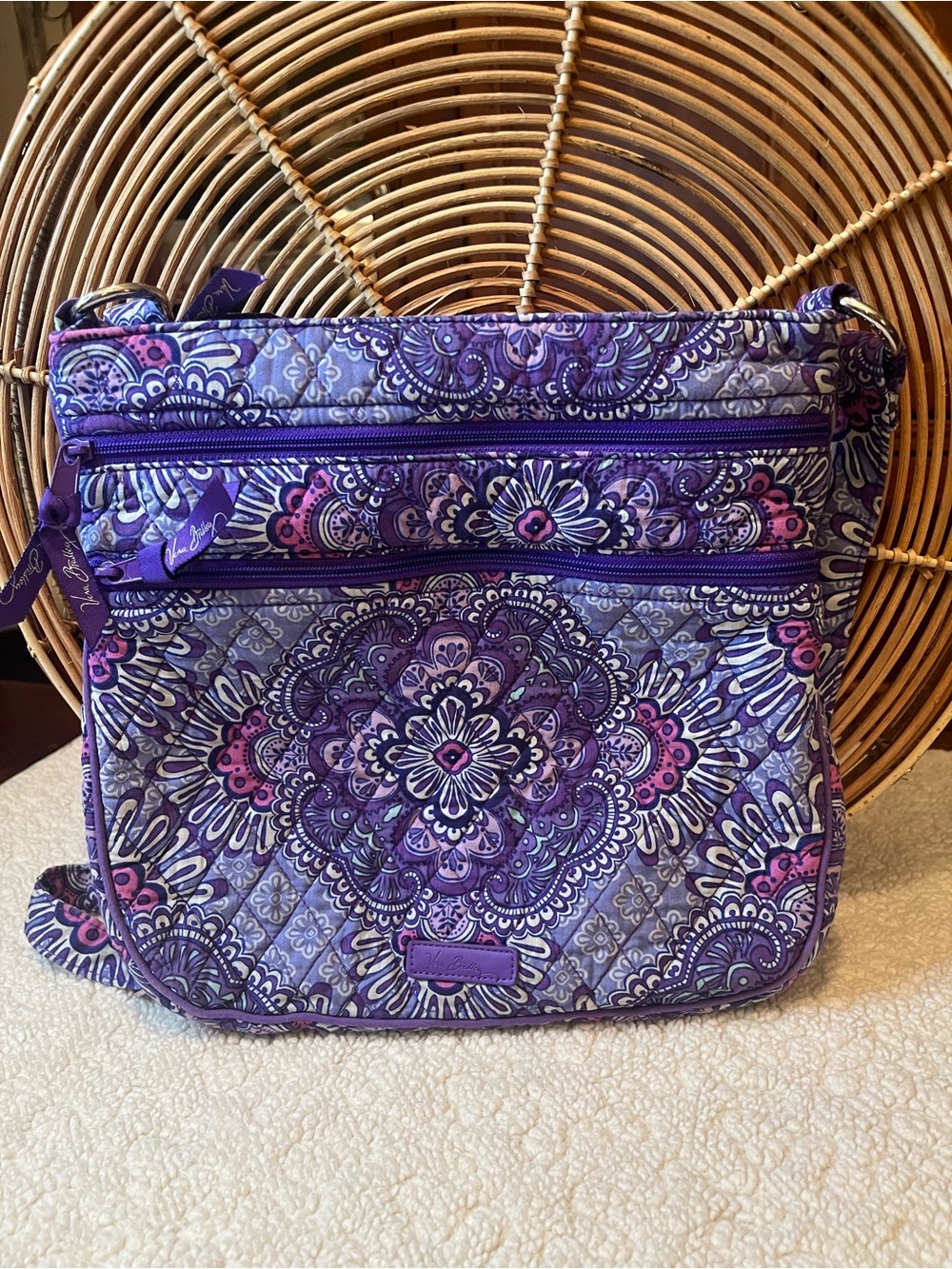 Vera Bradley Purple Paisley Quilted Crossbody Bag